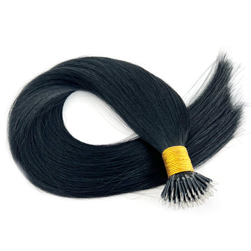 Nano Tip Hair Extensions - #1b Keratin Hair Extensions