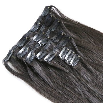Clip In Hair Extensions Human Hair Natural Black Clip Ins