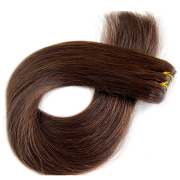 Sew In Weft Hair Extensions Dark Brown Virgin Hair Wefts