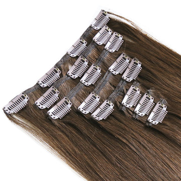 Remy hair extensions clip in Brown #4 Clip Ins