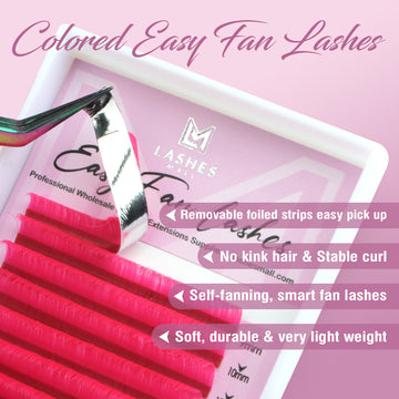 Colored Easy Fan Lashes 16Lines Mixed Tray Colored Lash ExtensionsColored Easy Fan Lashes 16Lines Mixed Tray Red Colored Lash Extensions
