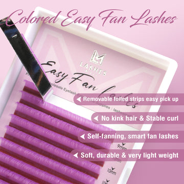 Colored Lash Extensions 16lines Mixed Tray Purple Easy Fan Lashes