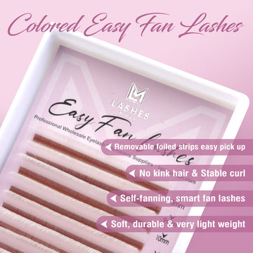 Easy Fan Colored Lashes 16Lines Mixed Tray White Color Volume Lashes