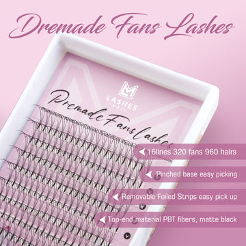Premade Lash Fans 3D Pinched Base Premade Fans - 7mm to 15mm | Lashesmall