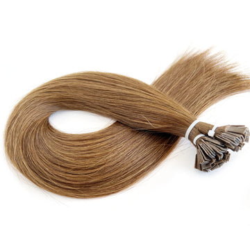 Flat Tip Hair Extensions Chestnut Brown #6 Keratin Hair Extensions