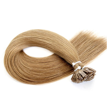 Flat Tip Hair Extensions Light Brown #8 Keratin Hair Extensions