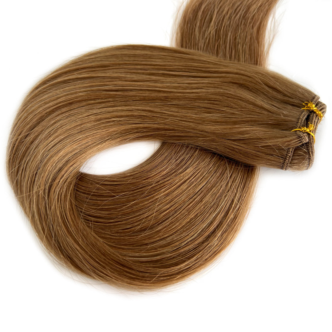 Weft Hair Extensions | Light Brown #6 Virgin Hair Extension  display picture 1