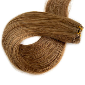 Weft Hair Extensions | Light Brown #6 Virgin Hair Extension Wefts