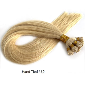 Wefts Hair Extensions Blonde #60 Hand-Tied Virgin Hair Weft