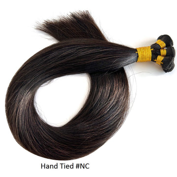Hand Tied Weft Hair Extensions Natural Balck Sew In Hair Wefts