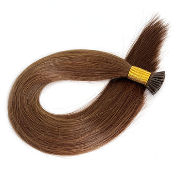 Double Drawn I Tip Hair Extensions Human Hair Brown #6