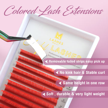 Colored Lash Extensions 16lines Red Color Lashes |Lashesmall