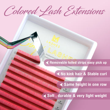 Colored Lash Extensions 16lines Pink Lash Extensions |Lashesmall