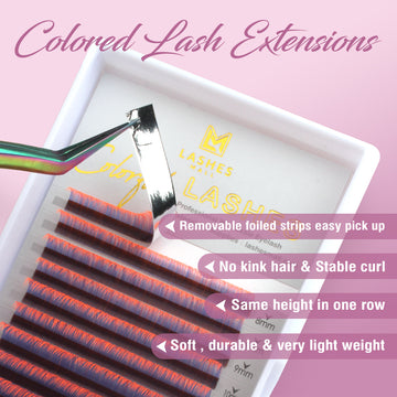 16 Lines Colored Lash Extensions Blue to Red Ombre Two tone Eyelash Extensions