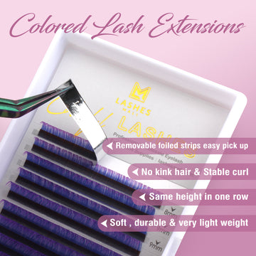 16 Lines Colored Lash Extensions Blue to Purple Ombre Two Tone Eyelash Extensions