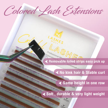 16 Lines Colored Lash Extensions Greeb to Purple Ombre Two Tone Eyelash Extensions