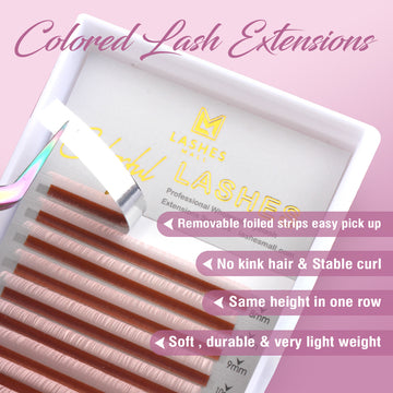 Colored Lash Extensions White to Pink 16Lines Eyelash Extensions