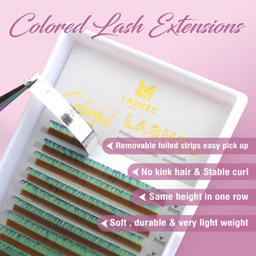 Colored Lash Extensions Green to Blue 16Lines Mixed Tray Eyelash Extensions