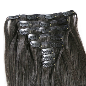 Real hair extensions clip in Dark Brown Clip Ins