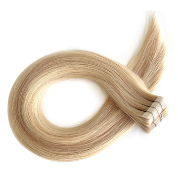 Tape In Human Hair Extensions Dark Root Blonde Tape Ins #RLC