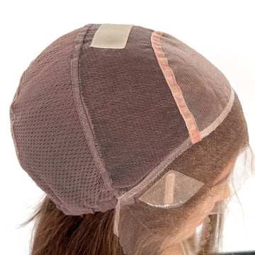 Full Lace Stretch Wig Brown Human Hair Wigs P-117P