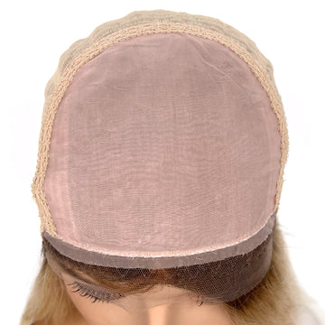 24 Inch Silk Top Real Human Hair Wigs Blonde Color - HP1771