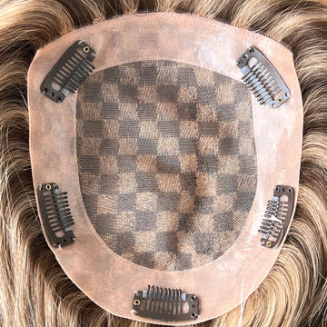 Hair Toppers 16'' 6.5''*6'' - Mono Top Brown Blonde Hair